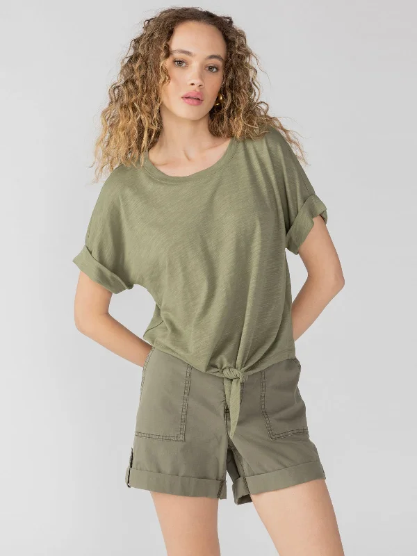 chic women's tops for everyday wearAll Day Tie Tee Trail Green