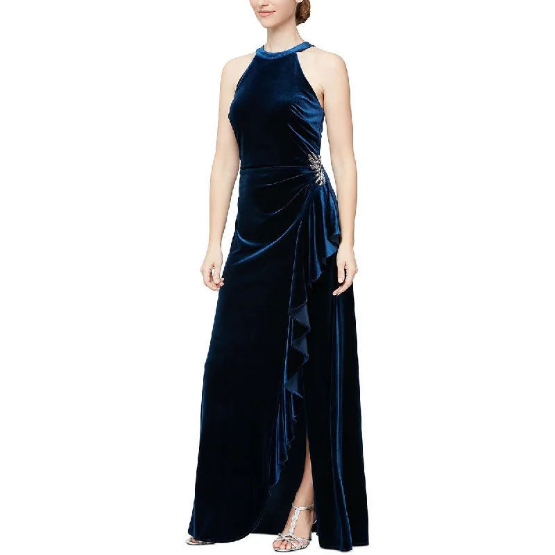 Bridesmaid DressAlex & Eve Womens Velvet Embellished Evening Dress