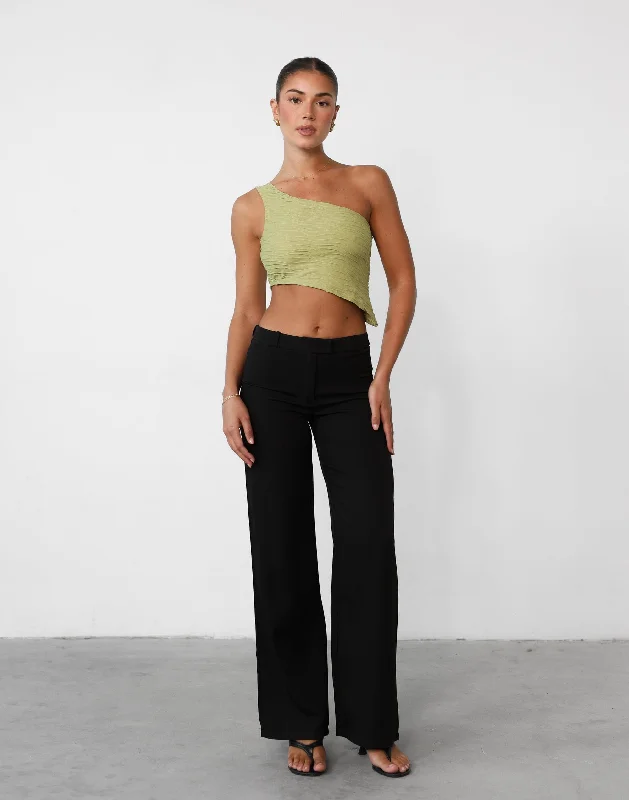 women's tops for layeringYianna One Shoulder Top (Olive)