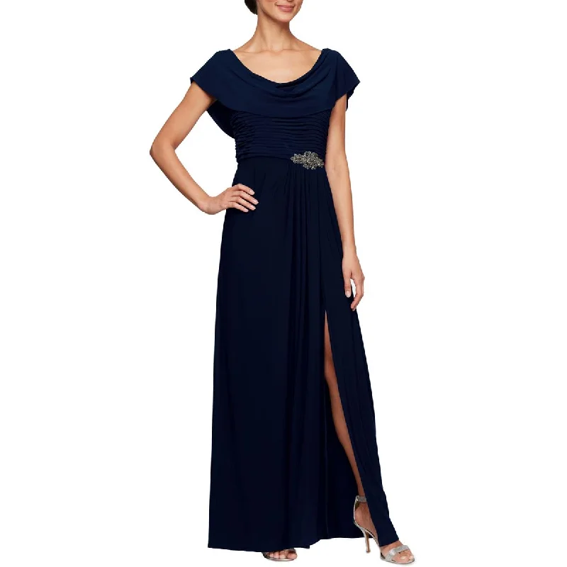 women's stretchy dressesAlex Evenings Womens Petites Cowl Neck Embellished Evening Dress