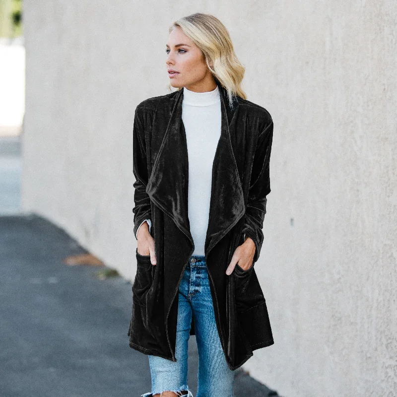 casual women's coatsVelvet Drape Jacket