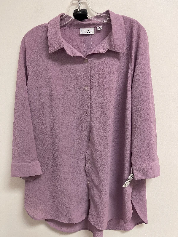 women's tops in solid colorsTop Long Sleeve By Joan Rivers In Purple, Size: M