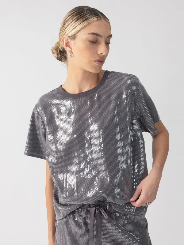 women's tops for cocktail partiesPerfect Sequin Tee Gunmetal