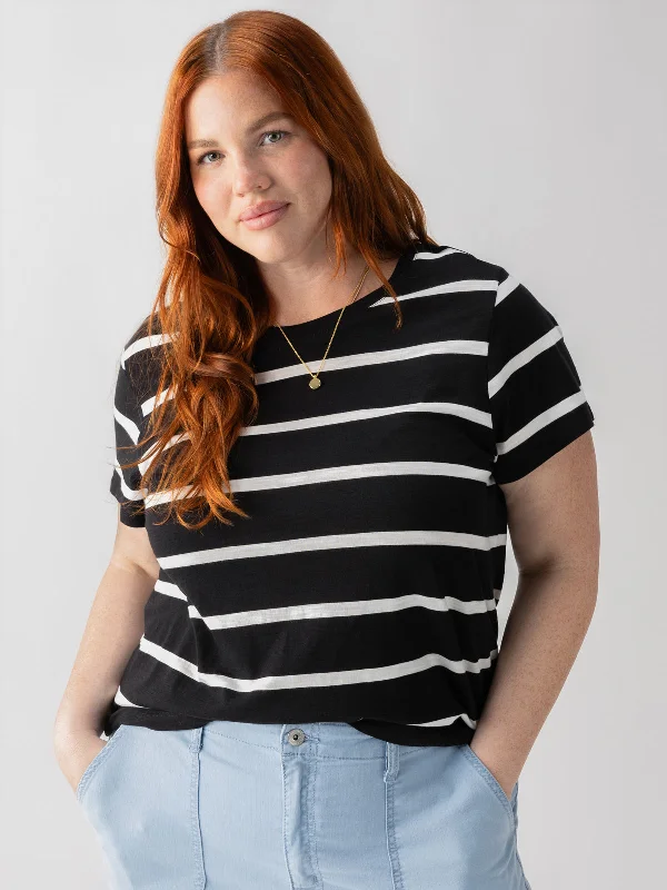 women's tops for smart casual looksThe Perfect Tee Black Stripe Inclusive Collection