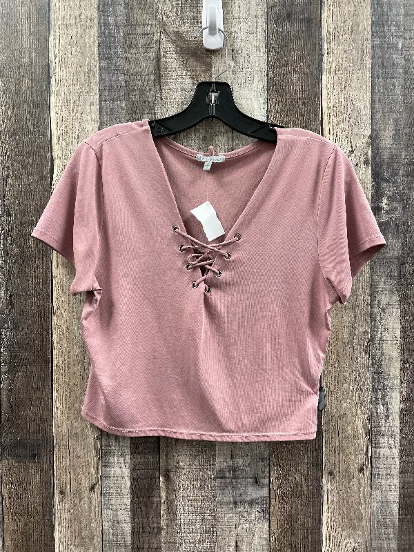 women's tops made from cottonTop Short Sleeve By Charlotte Russe In Mauve, Size: L