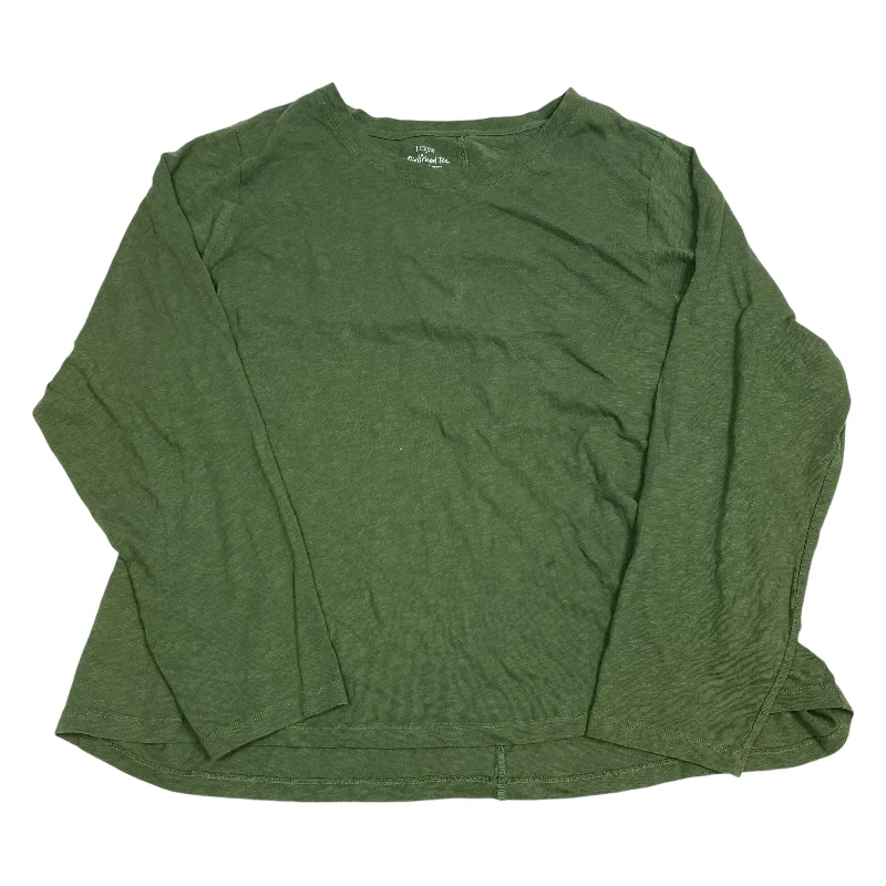 women's tops for summer festivalsTop Long Sleeve By J. Crew In Green, Size: 3x