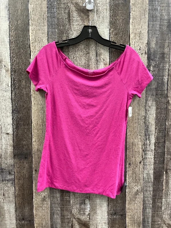 women's tops with sheer overlaysTop Short Sleeve By Old Navy In Pink, Size: M