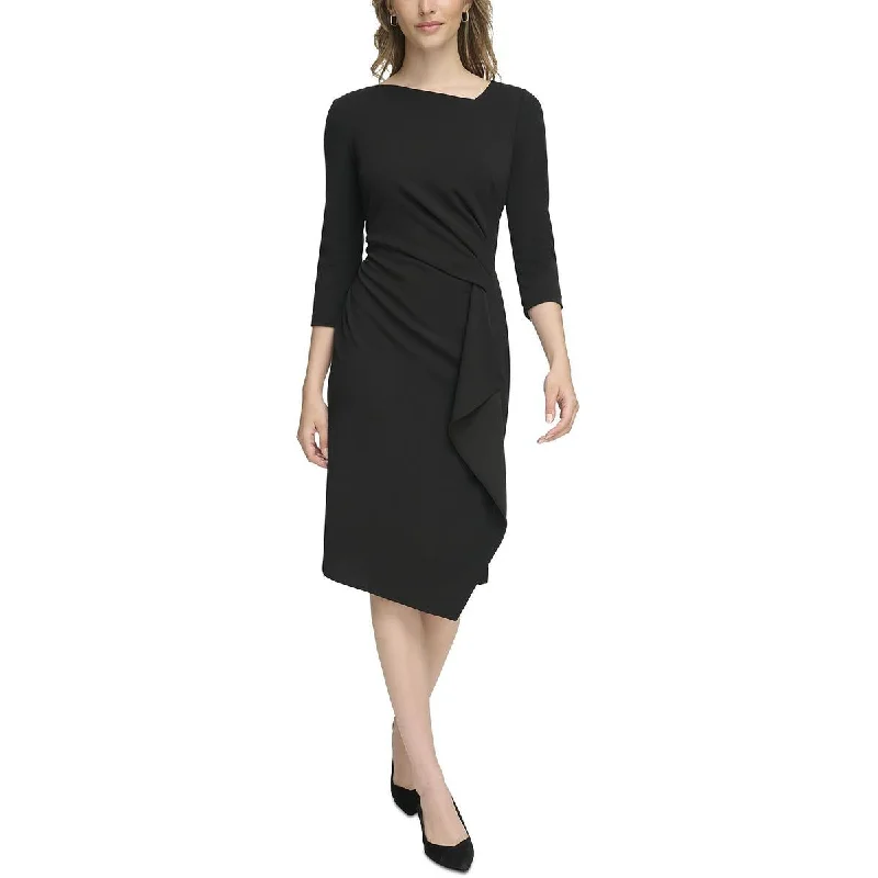 Knit DressCalvin Klein Womens Asymmetric 3/4 Sleeves Evening Dress