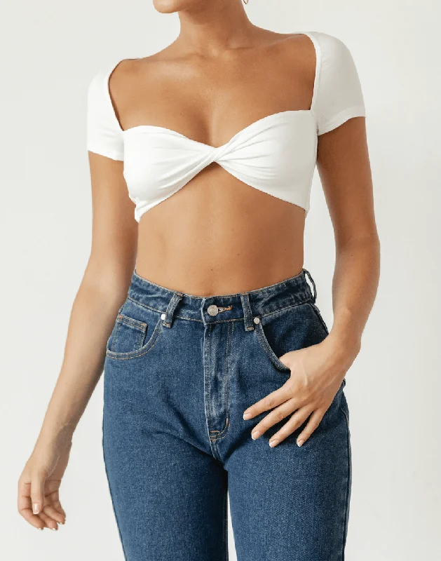 women's tops with unique designsTylah Crop Top (White)