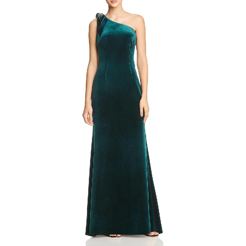 women's short-sleeved dressesEliza J Womens Velvet One Shoulder Evening Dress