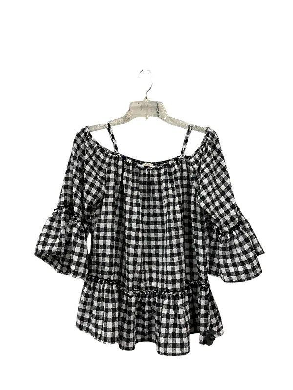 women's tops for those who value both quality and affordabilityTop Long Sleeve By Caution To The Wind In Checkered Pattern, Size: S