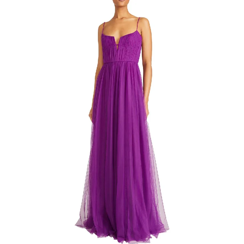 women's chiffon dressesML Monique Lhuillier Womens Pleated Tea Length Evening Dress