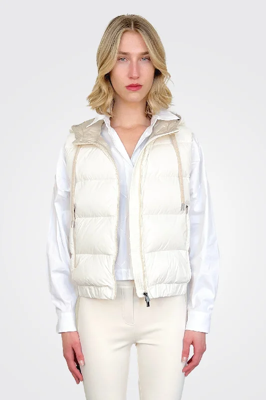 women's coats for those who love to experiment with fashionShort Hooded Goose Down Vest - Warm White