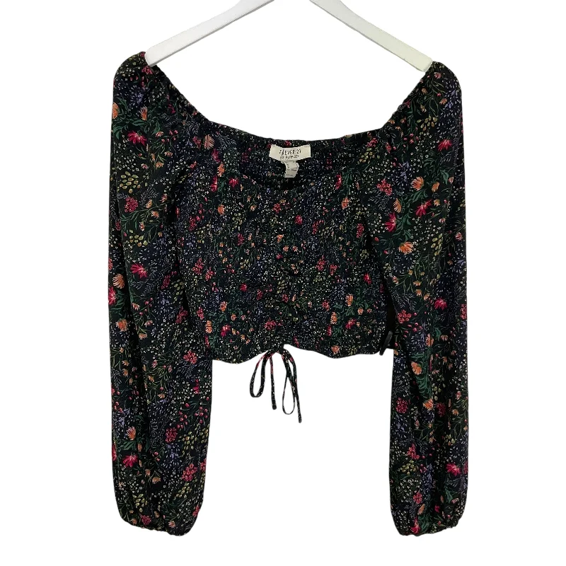 plus-size women's topsTop Long Sleeve By Forever 21 In Floral Print, Size: S