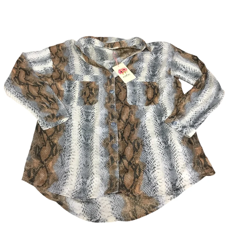 women's tops for creating capsule wardrobesTop Long Sleeve By Entro In Snakeskin Print, Size: S