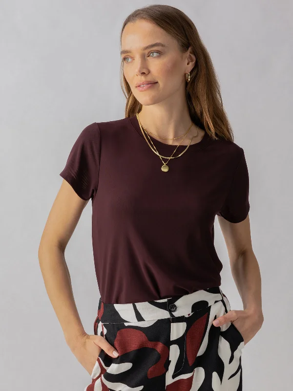 striped women's topsPerfect Mesh Tee Dark Cherry