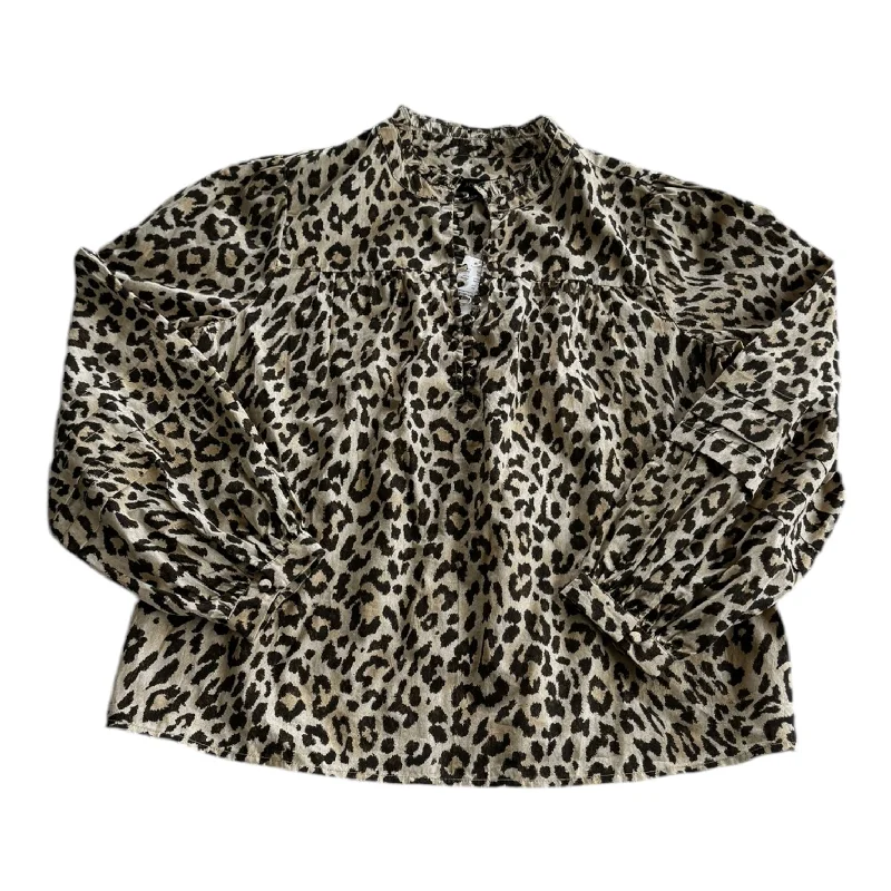 women's tops for those who want to invest in timeless piecesTop Long Sleeve By J. Crew In Animal Print, Size: Xs