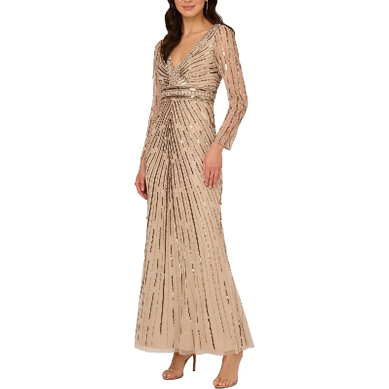 Velveteen DressAdrianna Papell Womens Beaded Sequinced Evening Dress