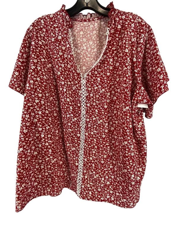 women's tops for those who love to dress up their casual looks with stylish topsTop Short Sleeve By Shein In Red, Size: 2x