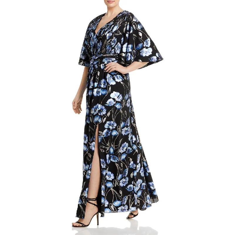 Chiffon DressAdrianna Papell Womens Plus Metallic Floral Evening Dress