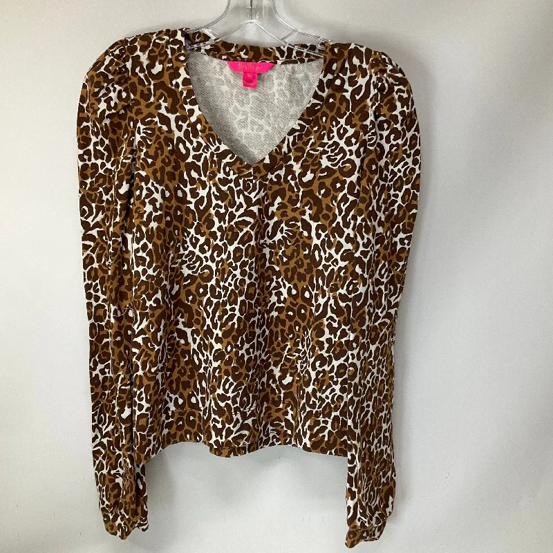 women's tops in solid colorsTop Long Sleeve By Lilly Pulitzer In Animal Print, Size: Xs