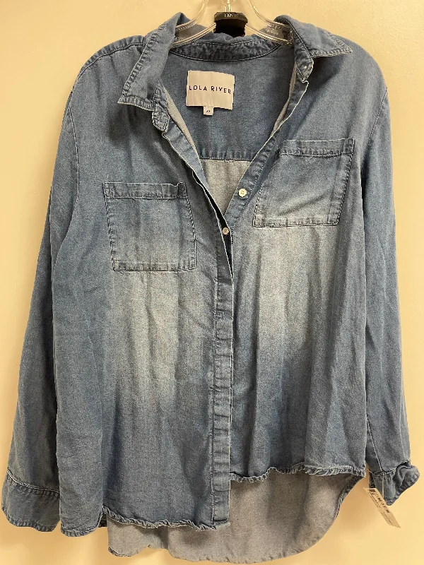 women's tops for casual FridaysTop Long Sleeve By Clothes Mentor In Blue Denim, Size: Xl