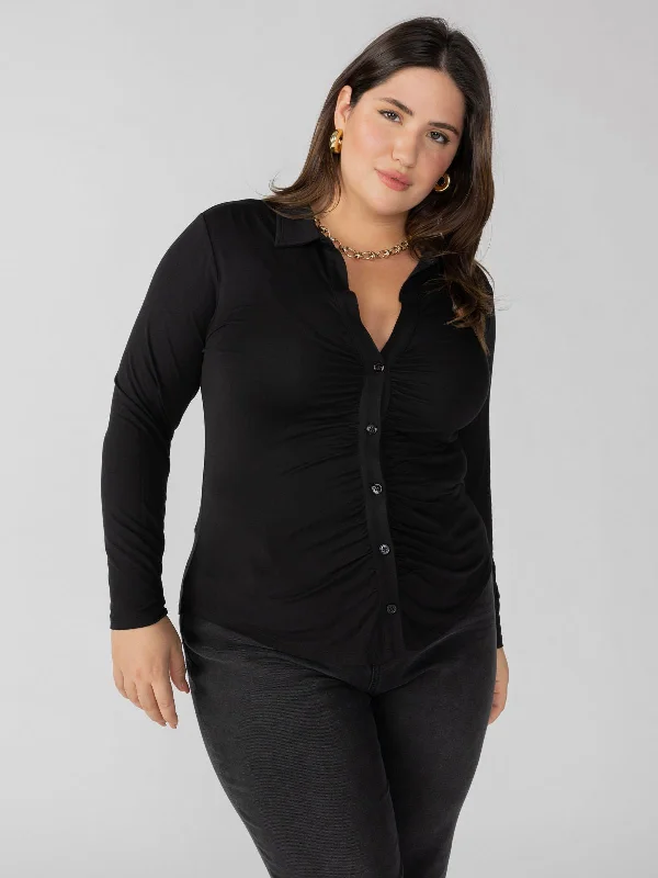 women's tops for those who value both quality and affordabilityDreamgirl Knit Button Up Top Black Inclusive Collection