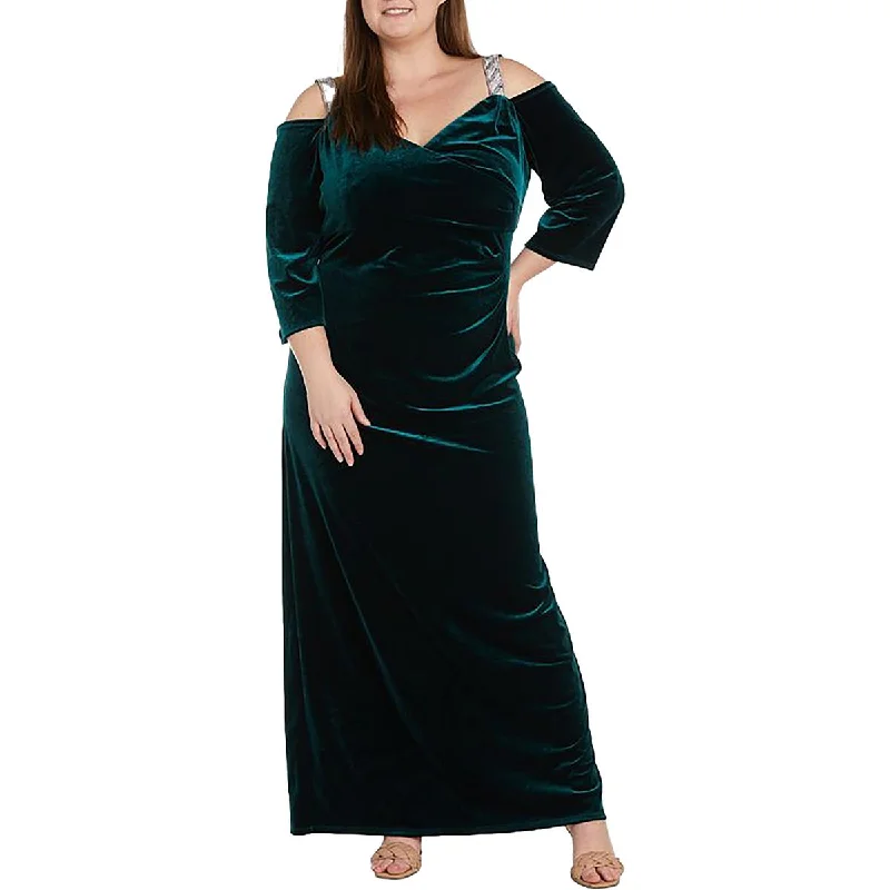 women's everyday dressesR&M Richards Womens Plus Velvet Rhinestone Evening Dress