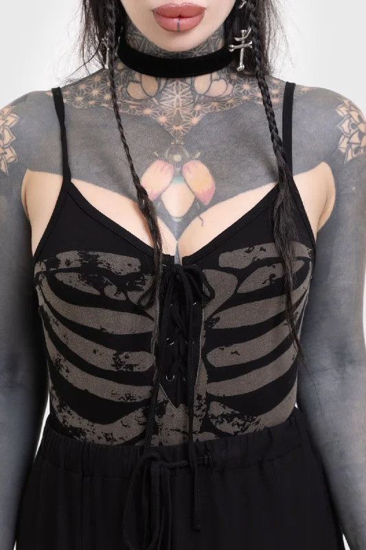 women's tops with built-in brasBone Chiller Bodysuit