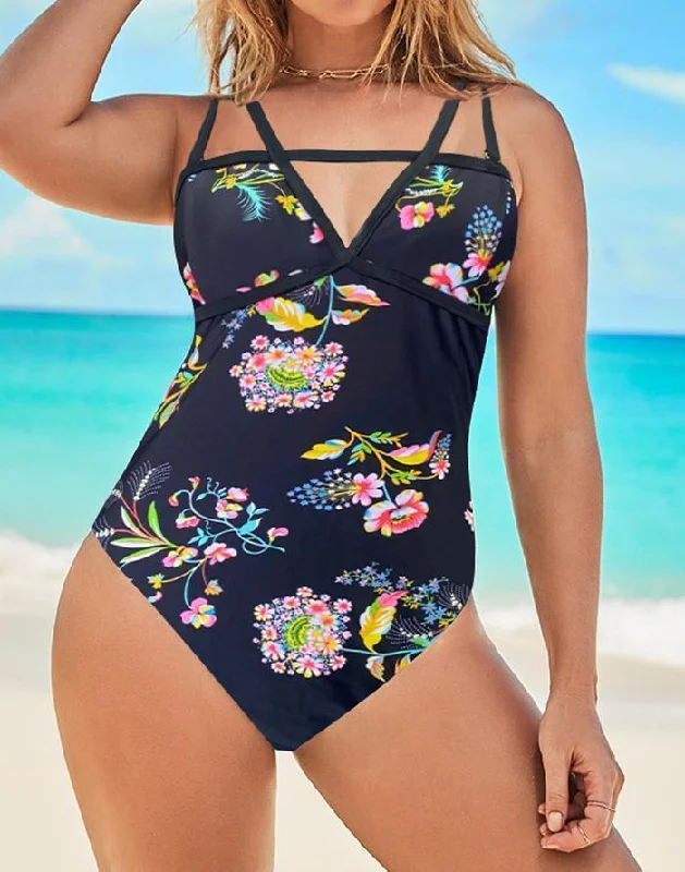 Halter Bikini FemaleFlower Cut One Piece Swimsuit