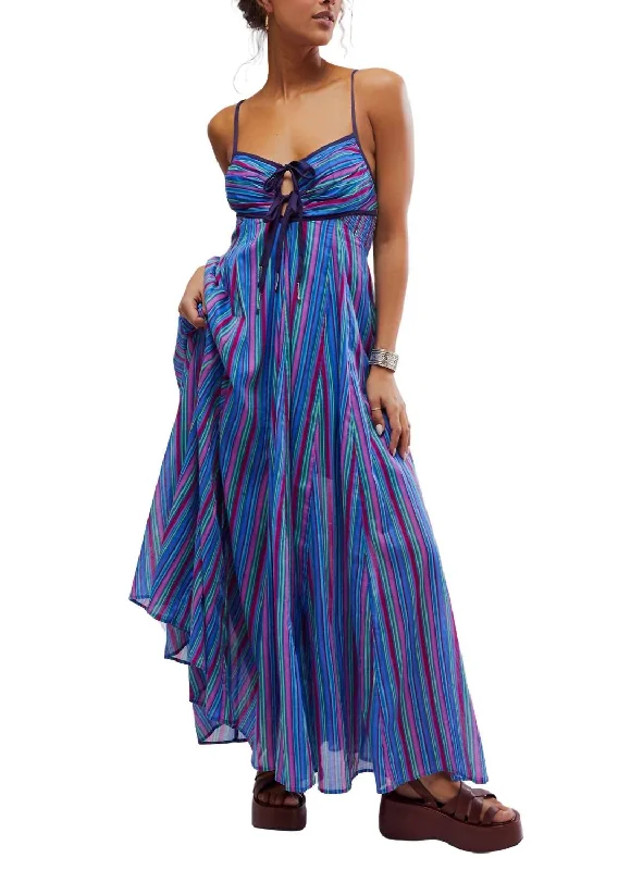 women's retro dressesDream Weaver Maxi Dress In Aqua Combo