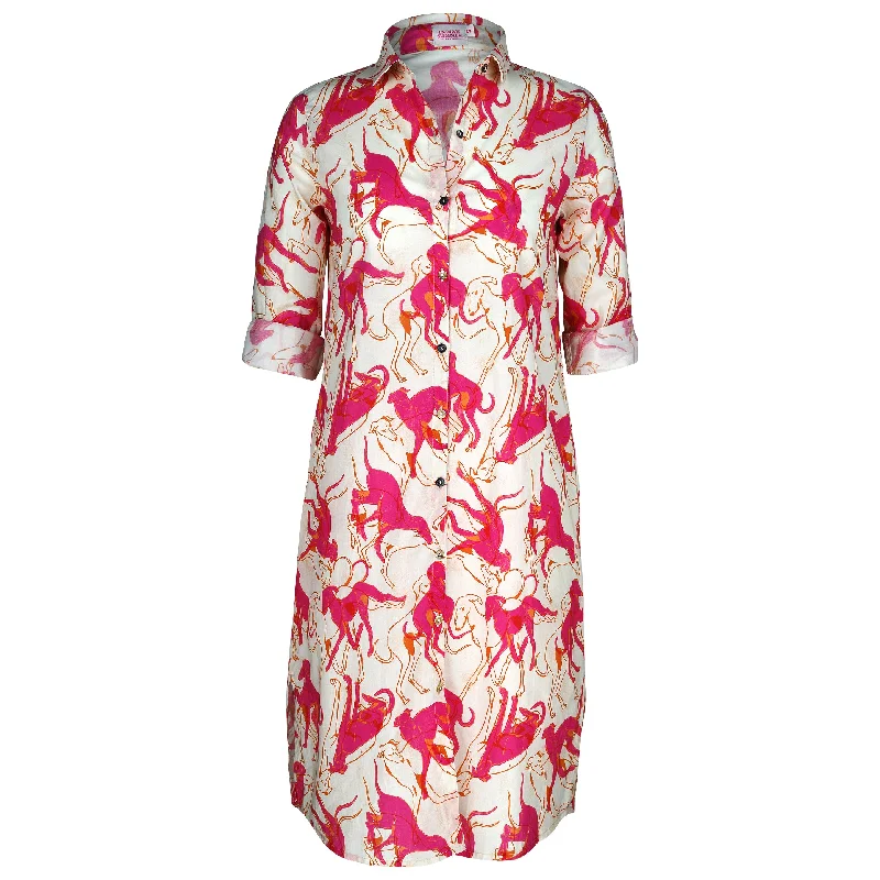 women's solid color dressesJilly midi shirt dress pink greyhound