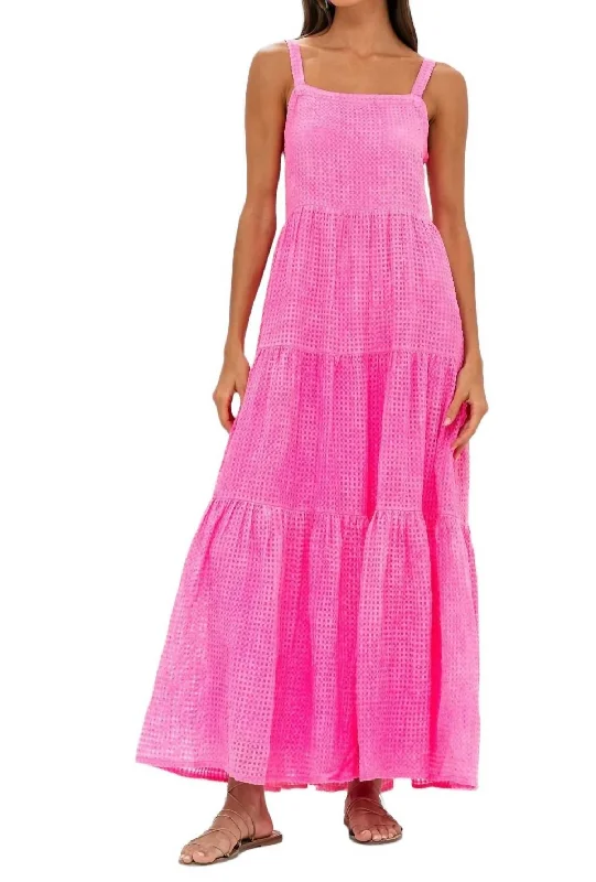 Ruffled Hem DressStrappy Maxi Dress In Delray Pink