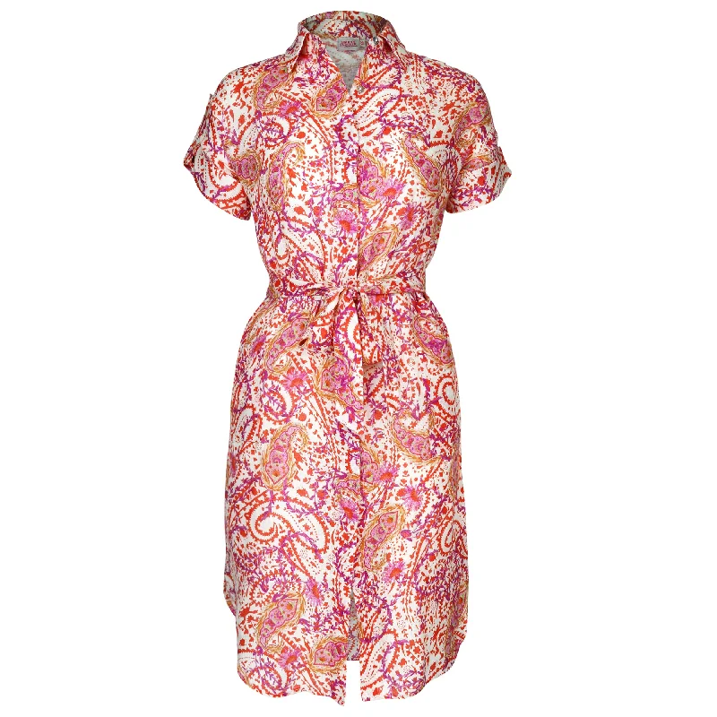 women's wrinkle-resistant dressesPatsy Midi Shirt Orange Paisley Dress