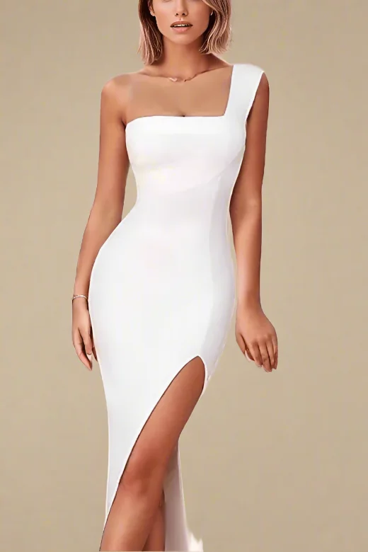 women's stretchy dressesSelene Bodycon Midi Dress - Pearl White