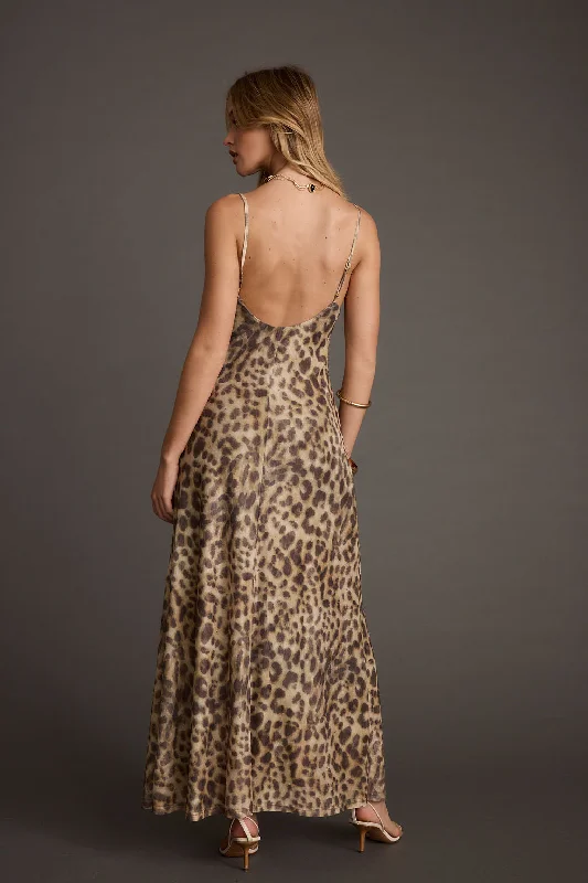 women's checkered dressesWild Thing Leopard Print Mesh Maxi Dress