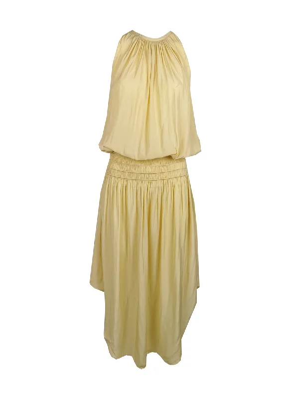 women's formal dressesN180079 Front & Back Midi Dress *Ginger Yellow