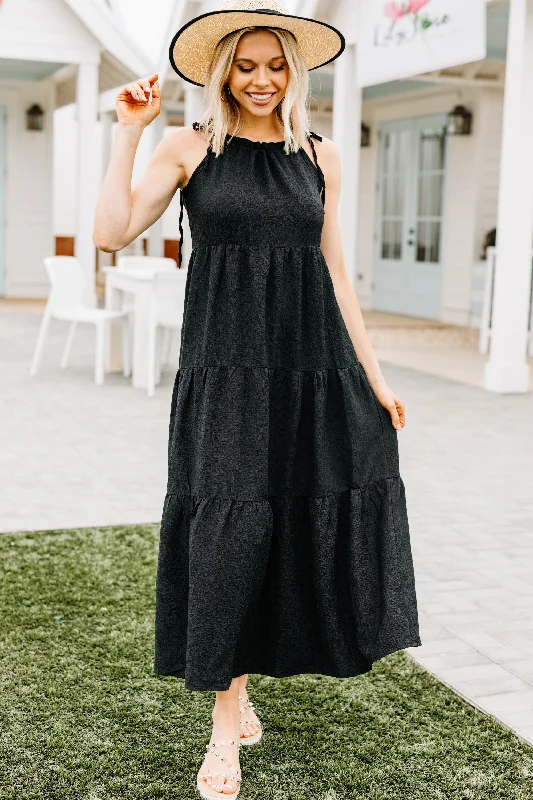 Pearl DressLiving The Dream Black Tiered Maxi Dress