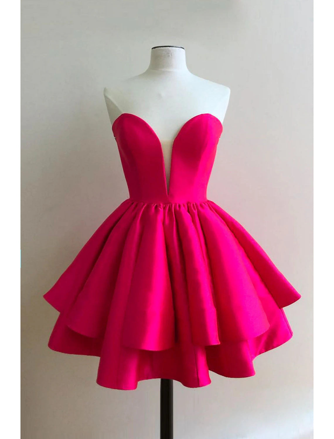 Flutter-Sleeve DressA-Line Homecoming Dresses Princess Dress Holiday Short / Mini Sleeveless Strapless Barbiecore Satin with Pleats