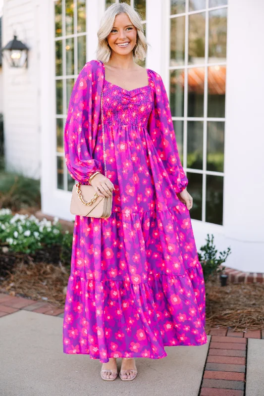 Laced-Up DressLiving In Love Purple Floral Maxi Dress