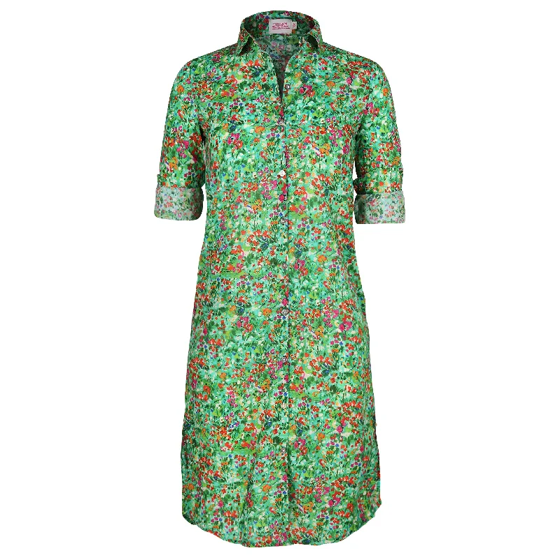 women's metallic dressesJilly midi shirt dress green floral