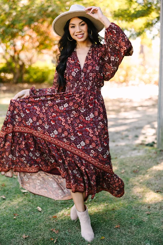 Peplum Hem DressLiving Your Best Life Brown Floral Maxi Dress