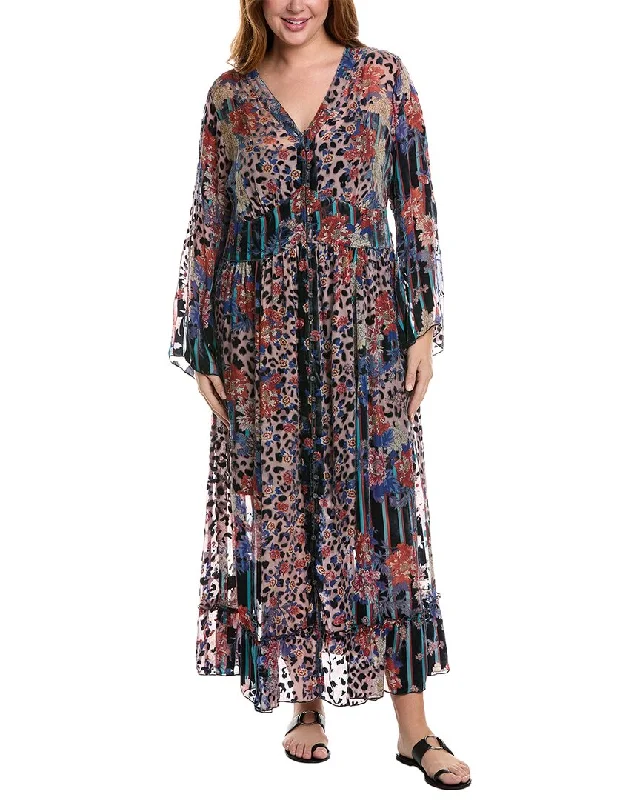 women's mini dressesJohnny Was Plus Ontar Beesley Silk-Blend Maxi Dress