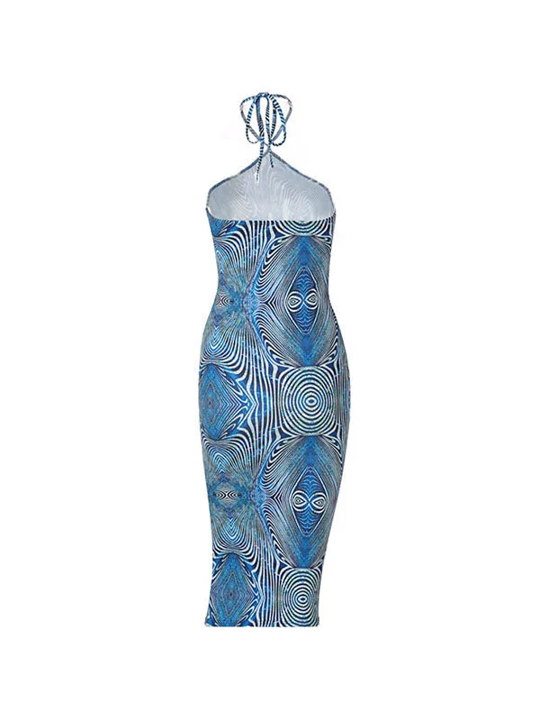 Trumpet DressDizzy Print Halter Bodycon Midi Dress