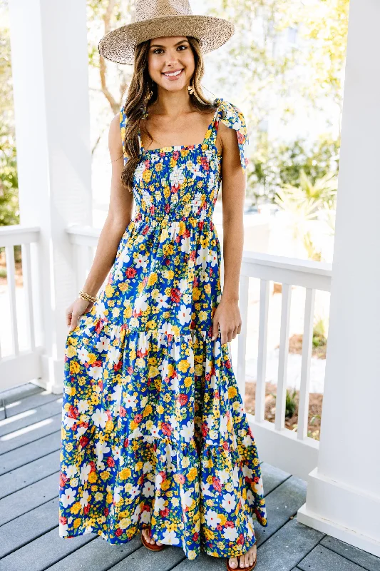 Mermaid DressIn Your World Navy Blue Floral Maxi Dress