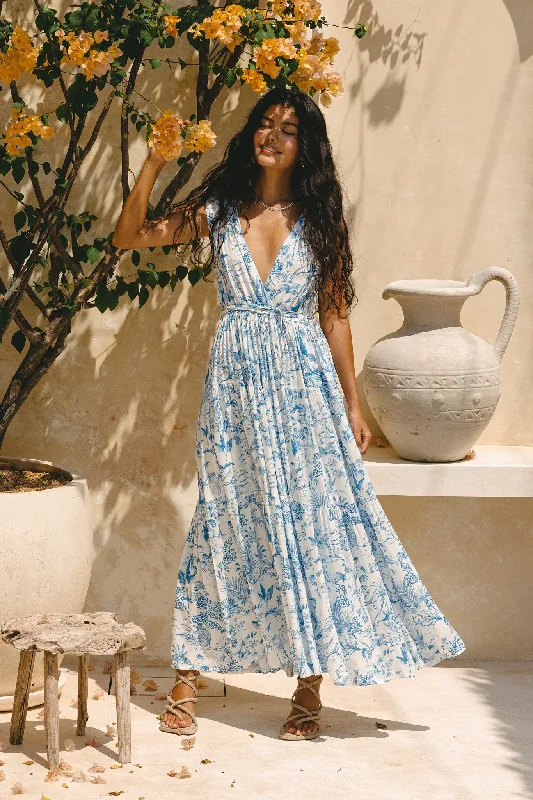 Zipper DressAvalon Blue Tropical Toile Maxi Dress