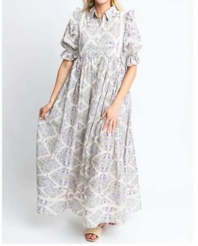 Cold-Shoulder DressEmma Puff Sleeve Maxi Dress In Boho Floral