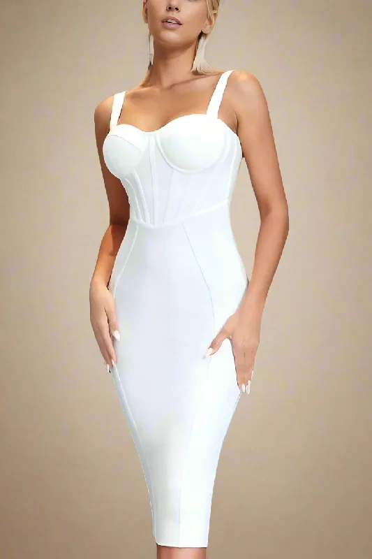 women's club dressesLola Bodycon Midi Dress - Pearl White