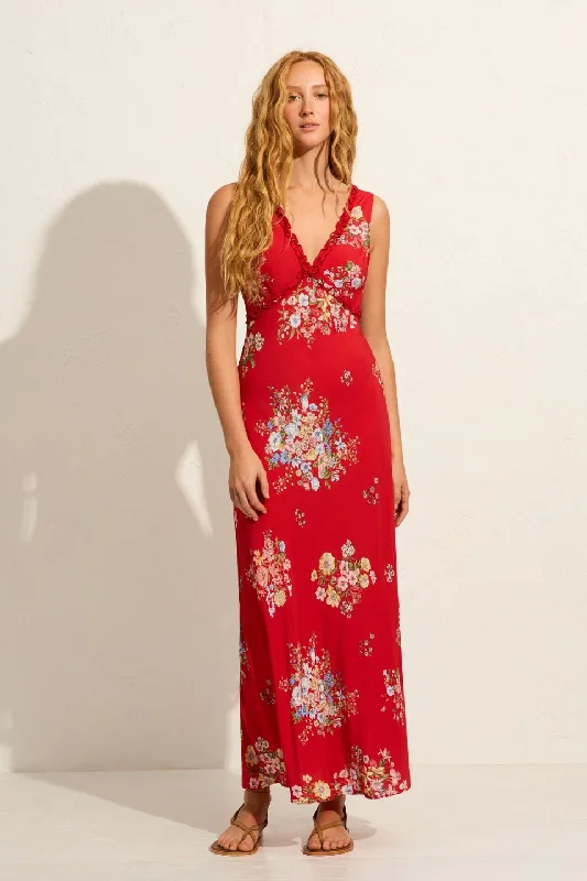 Tall Women DressYolanda Red Floral Maxi Dress