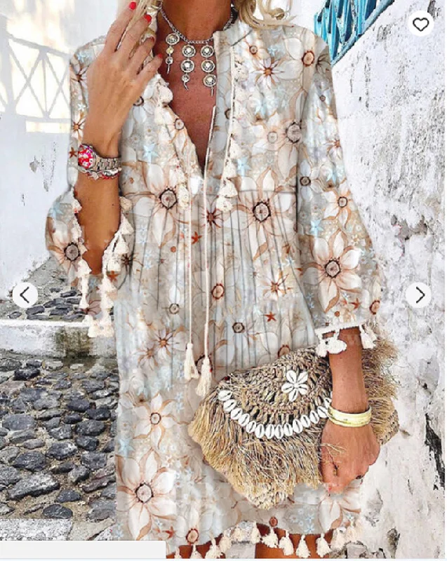 Beaded DressBohemian Elegant Summer Dress, Mini Boho Dress